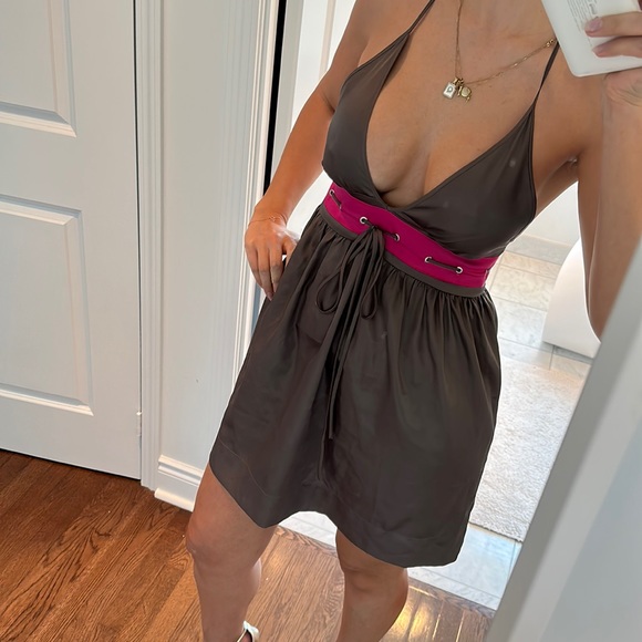 Mini A line party dress size S grey and pink - Picture 2 of 9